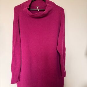 Free People Fuchsia Cowl Neck Sweater